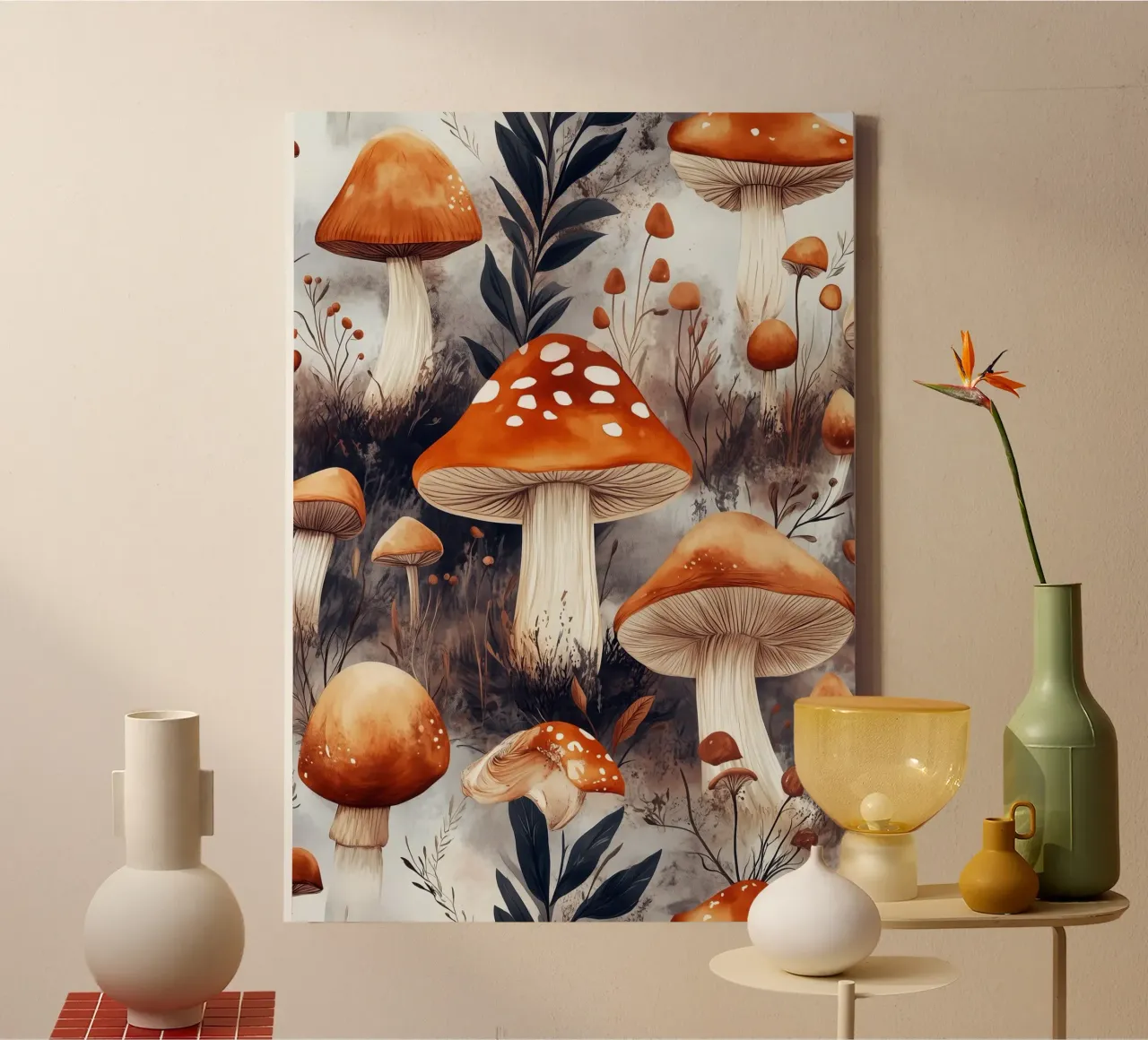 Mushrooms canvas by Lionmixart