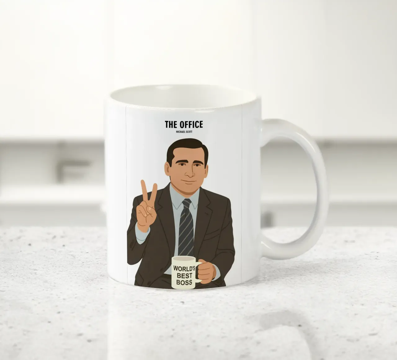 Michael Scott The Office Minimalist taza de cerámica de MoviesArt