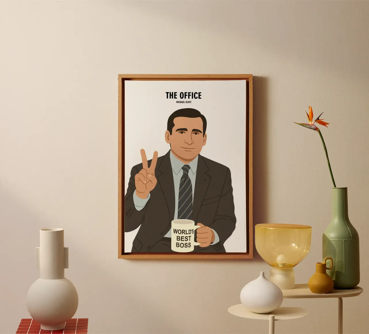 Michael Scott The Office Minimalist tela con Cornice a cassetta da MoviesArt