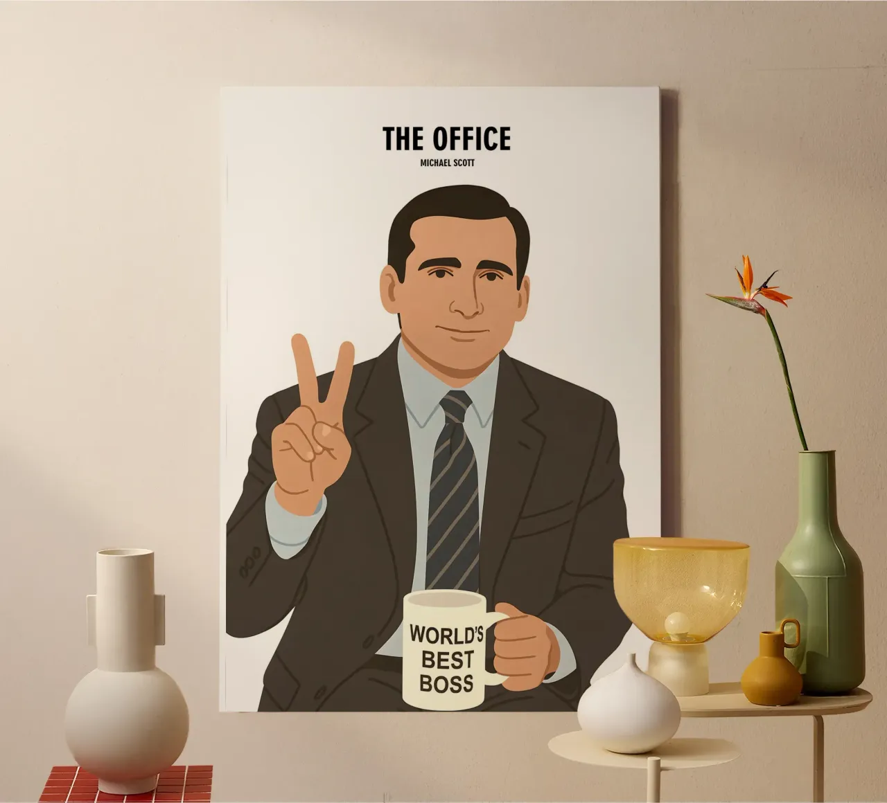 Michael Scott The Office Minimalist tela con Cornice a cassetta da MoviesArt