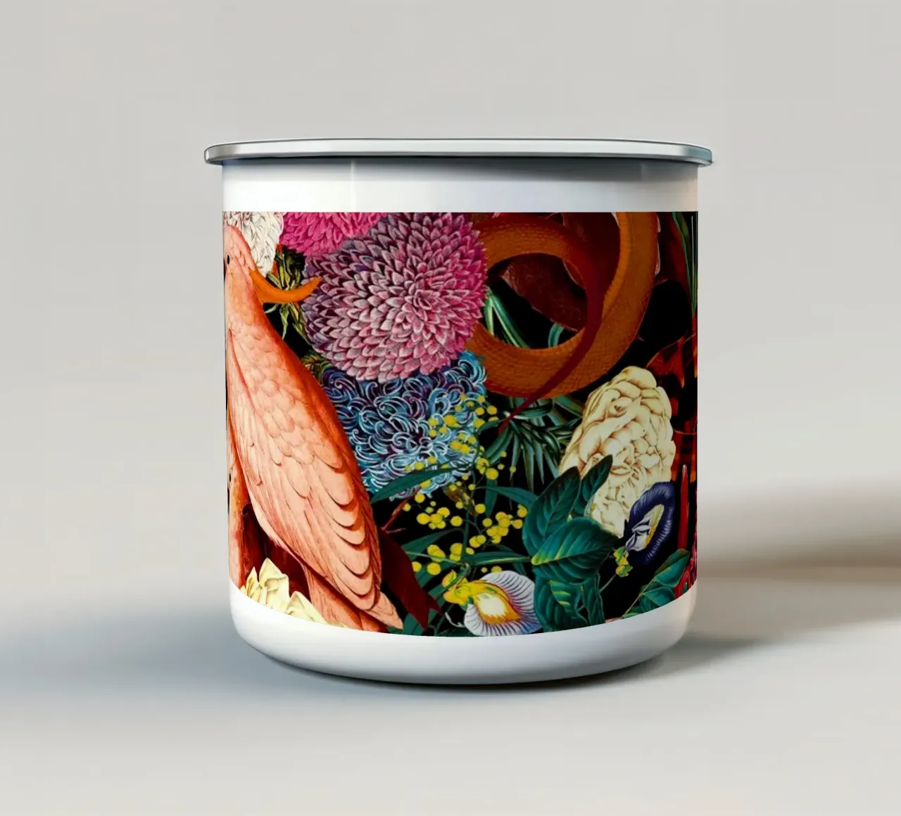 Floral and Animals Pattern II tazza in smalto da burcukorkmazyurek