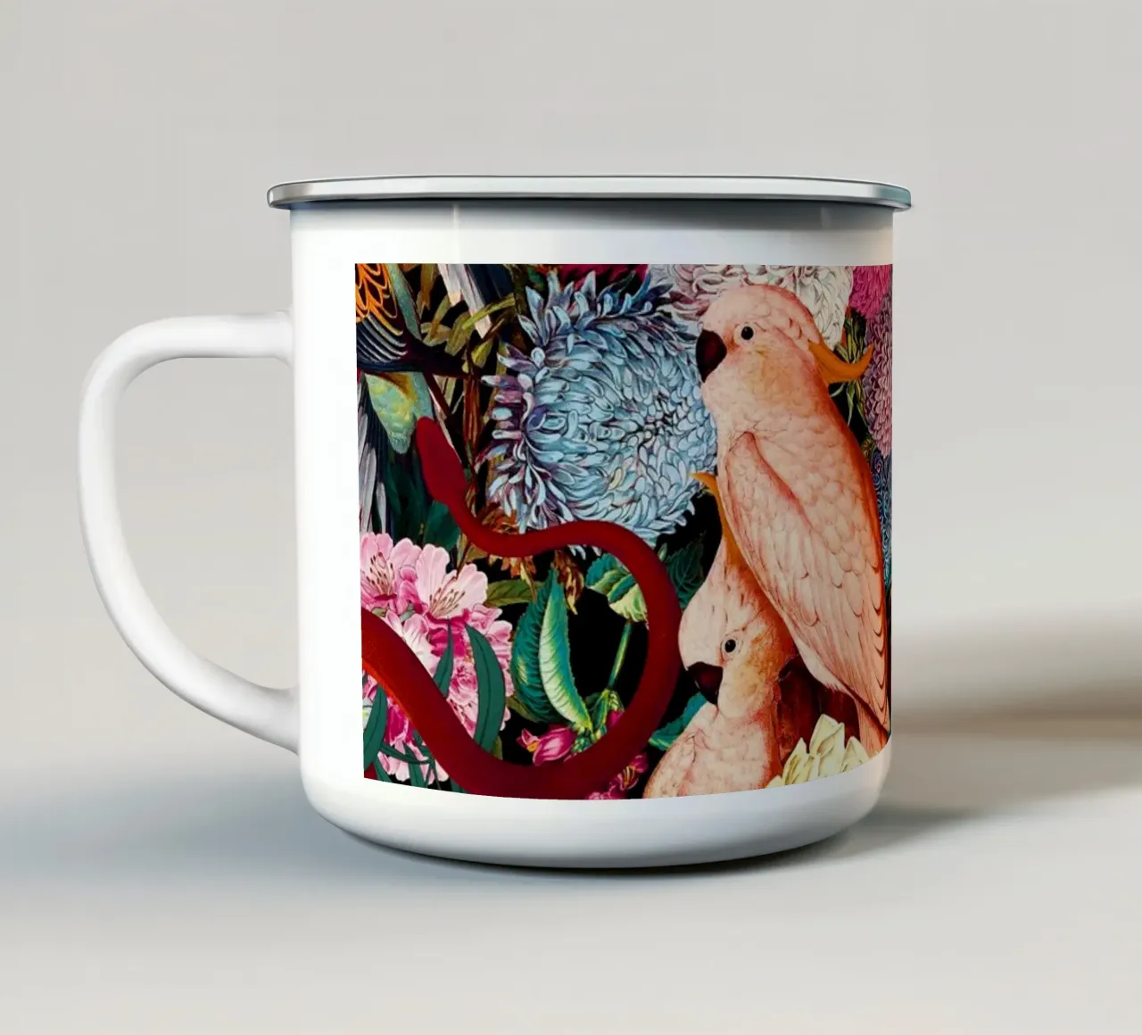 Floral and Animals Pattern II tazza in smalto da burcukorkmazyurek