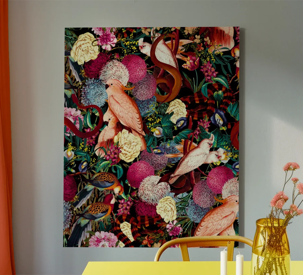 Floral and Animals Pattern II canvas by burcukorkmazyurek