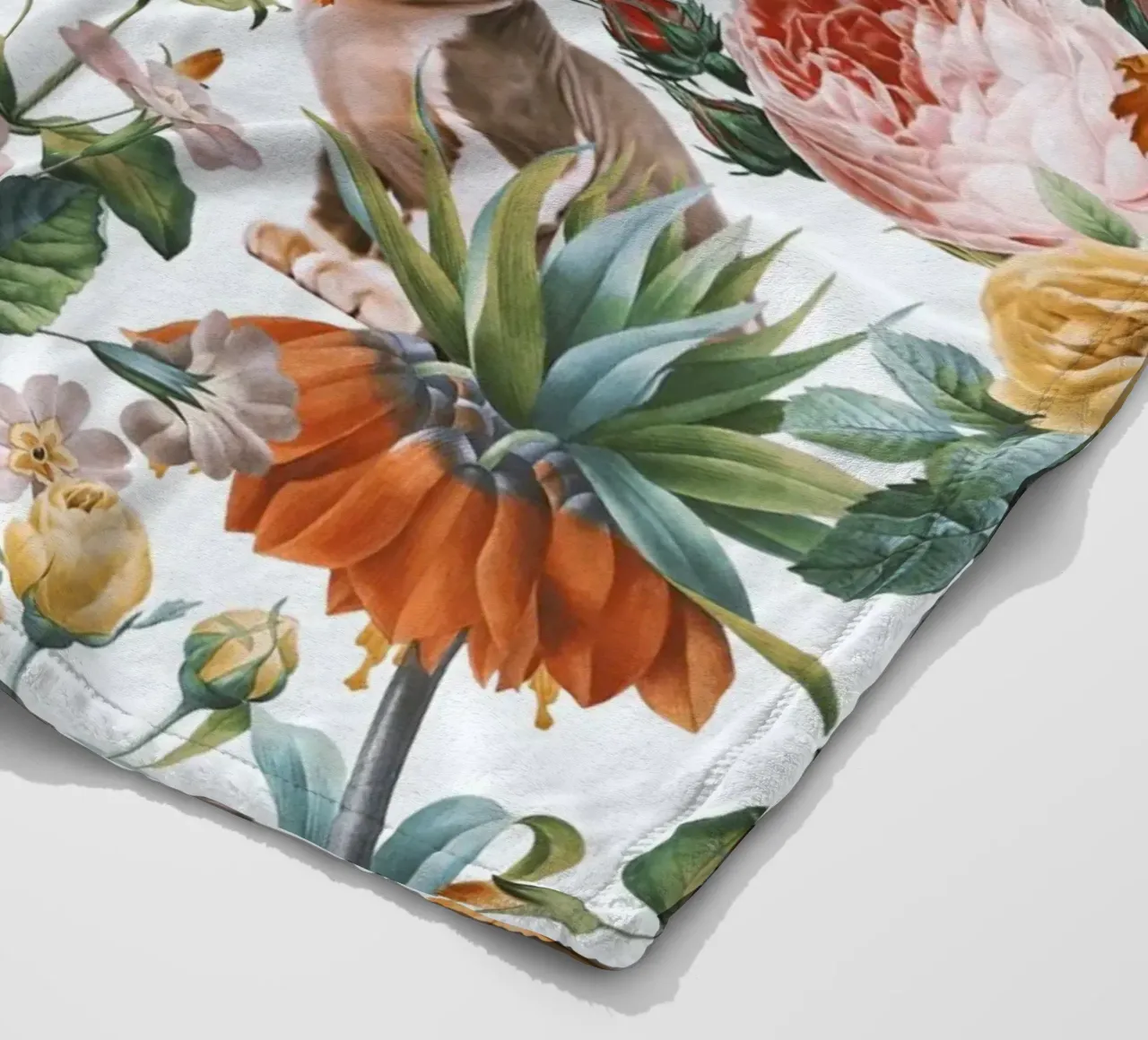 Cat and Floral Pattern coperta in pile da burcukorkmazyurek