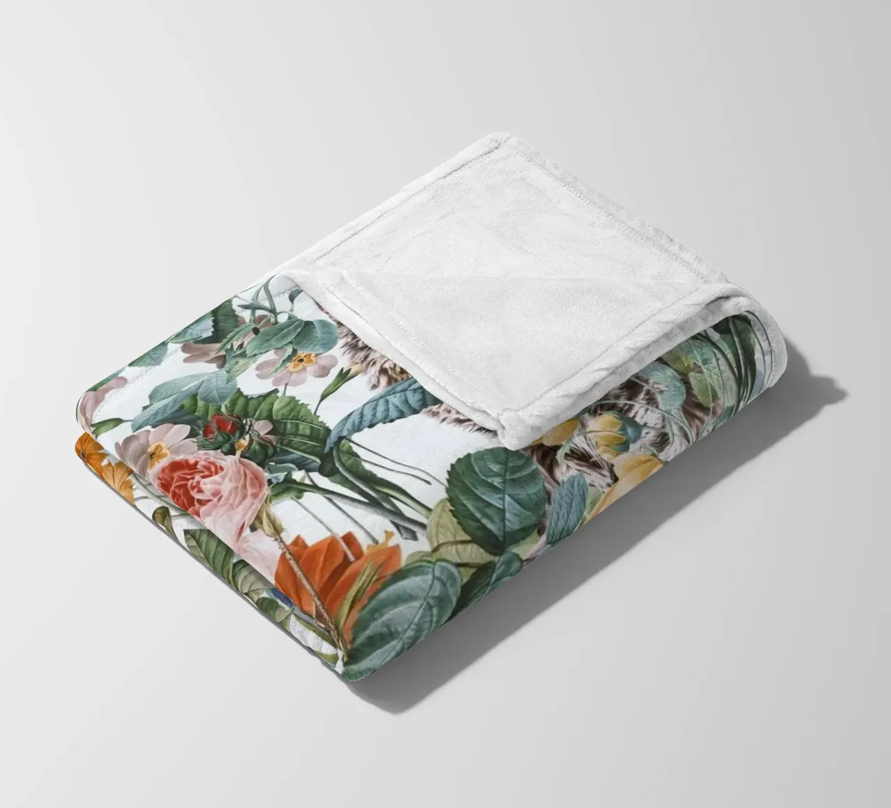 Cat and Floral Pattern coperta in pile da burcukorkmazyurek