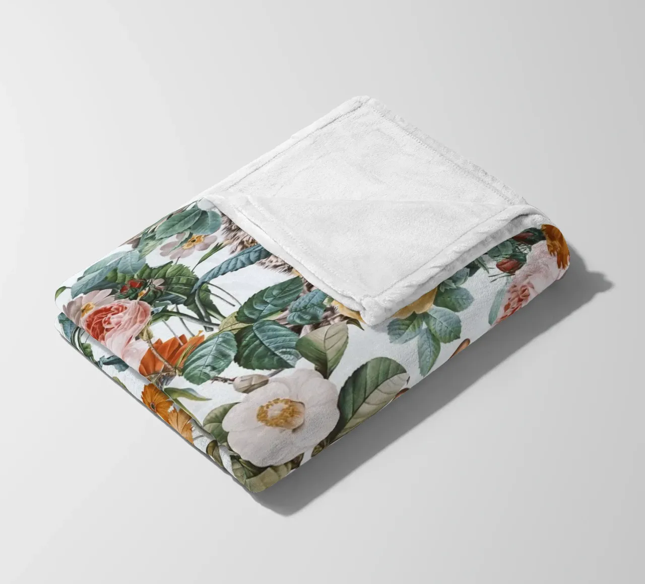 Cat and Floral Pattern coperta in pile da burcukorkmazyurek