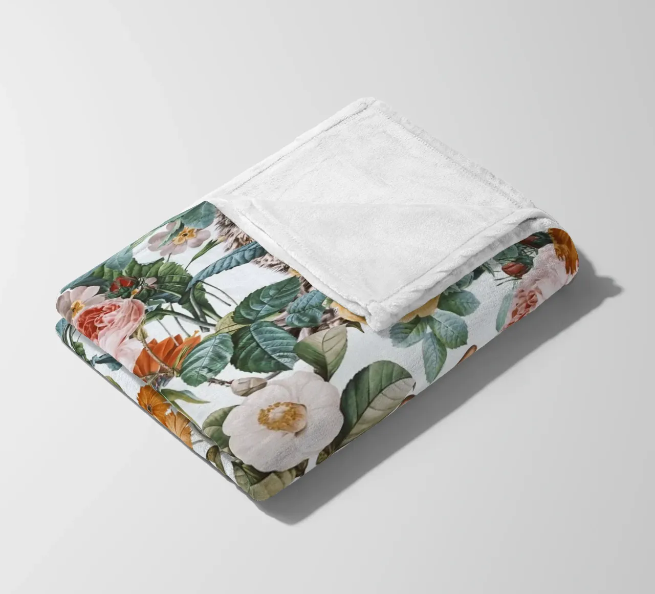 Cat and Floral Pattern coperta in pile da burcukorkmazyurek