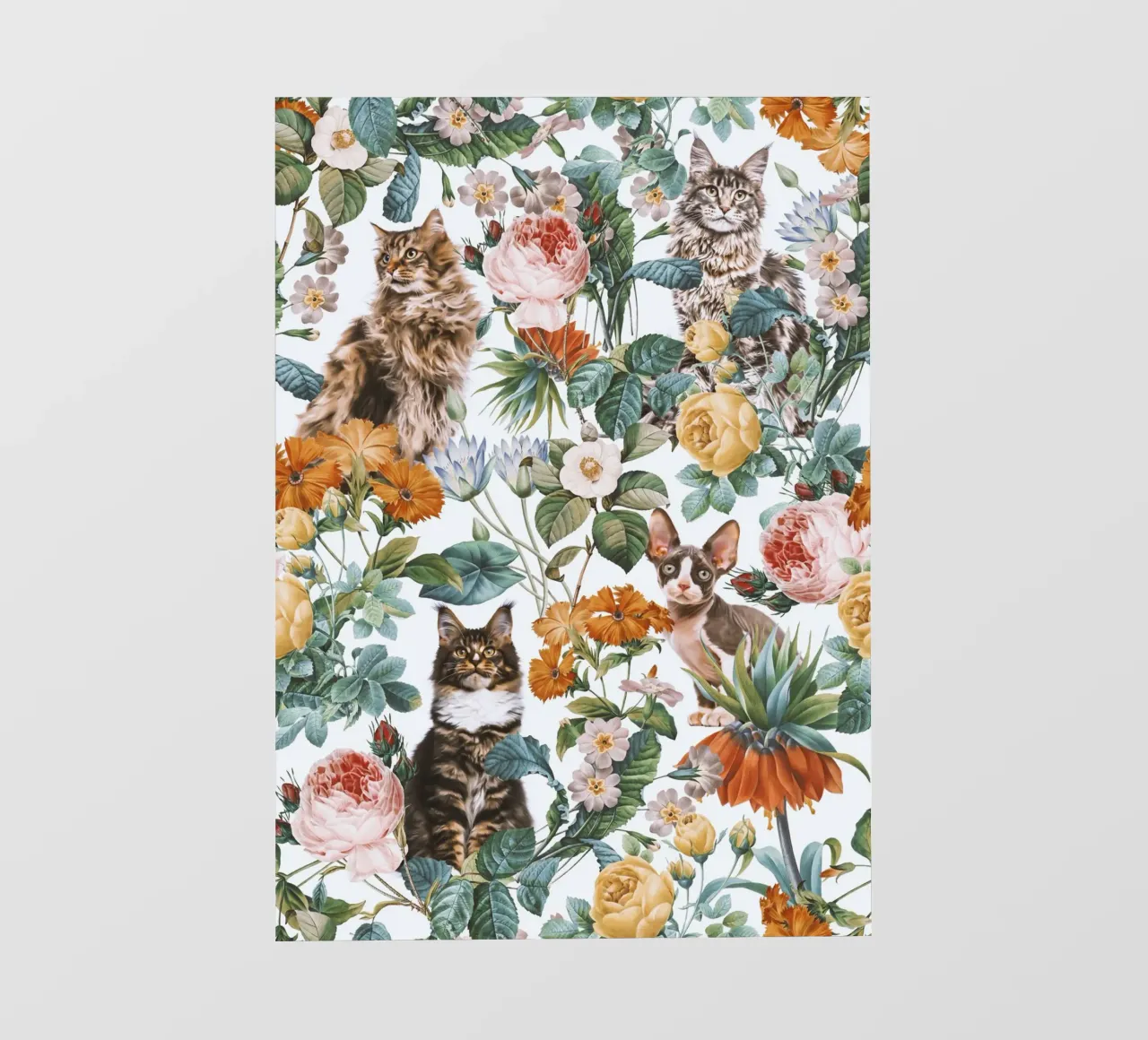 Cat and Floral Pattern pellicola backlit da burcukorkmazyurek