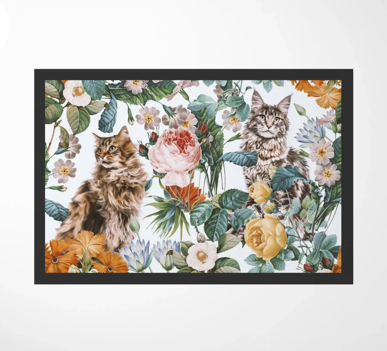 Cat and Floral Pattern zerbino da burcukorkmazyurek