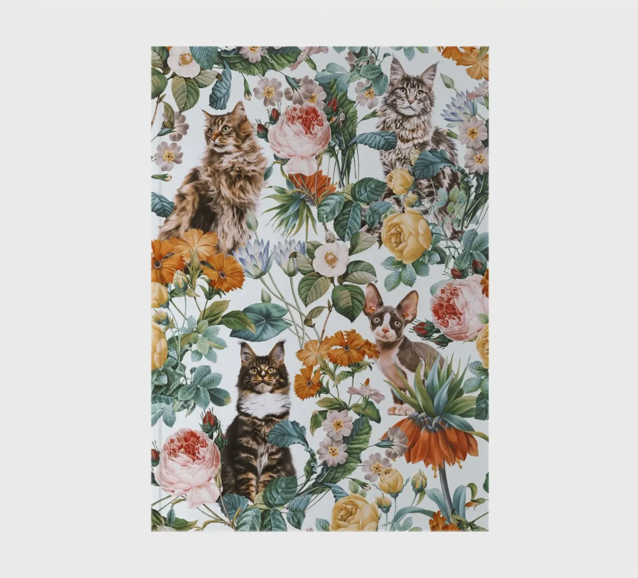 Cat and Floral Pattern notebook by burcukorkmazyurek