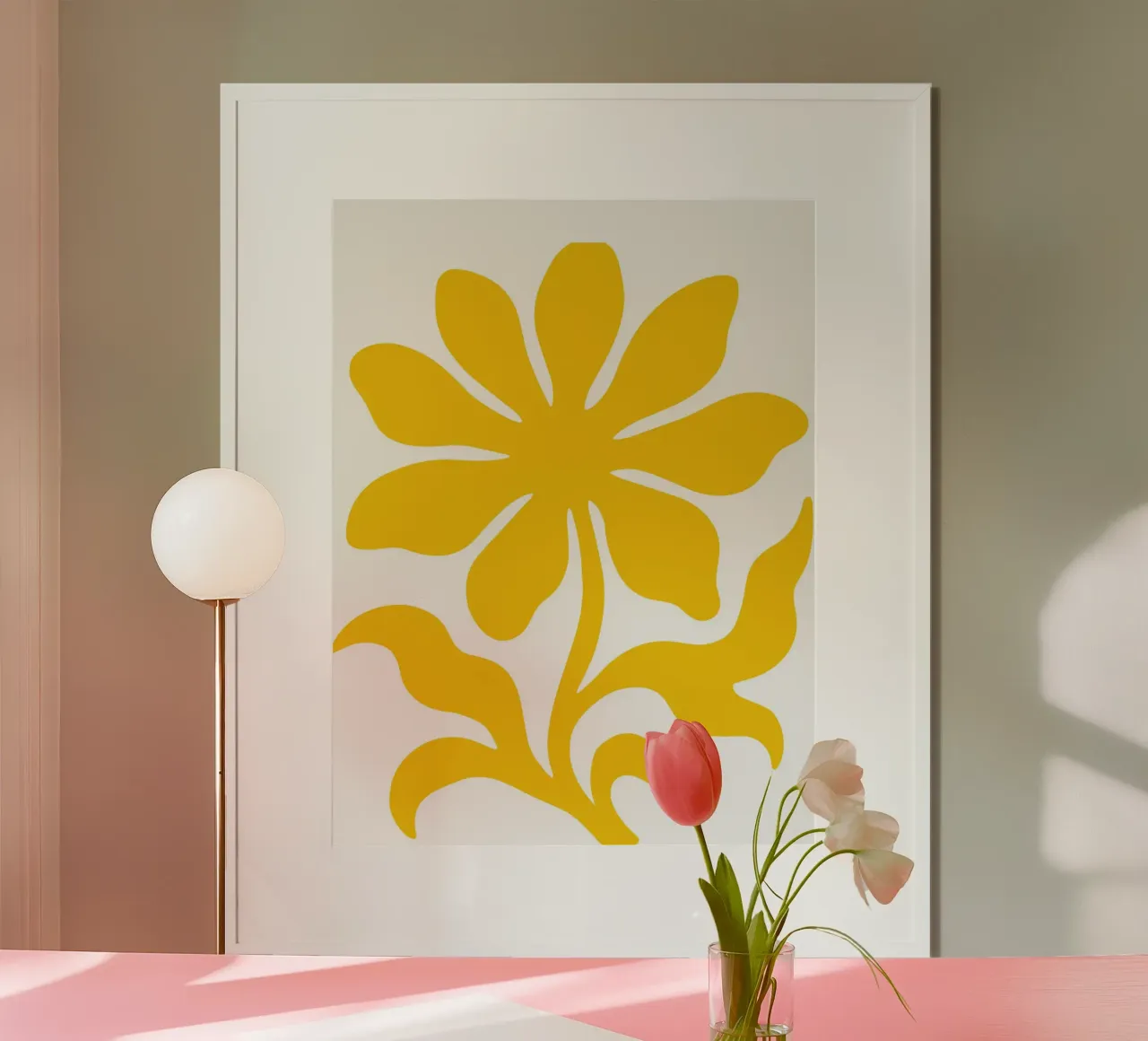 yellow flower poster con telaio in legno da LisaArtes