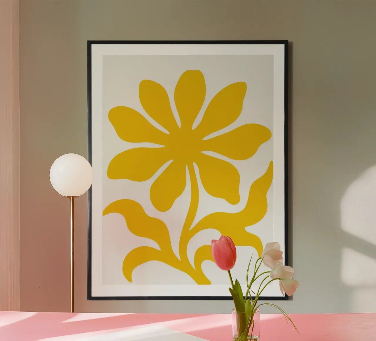 yellow flower poster con telaio in legno da LisaArtes