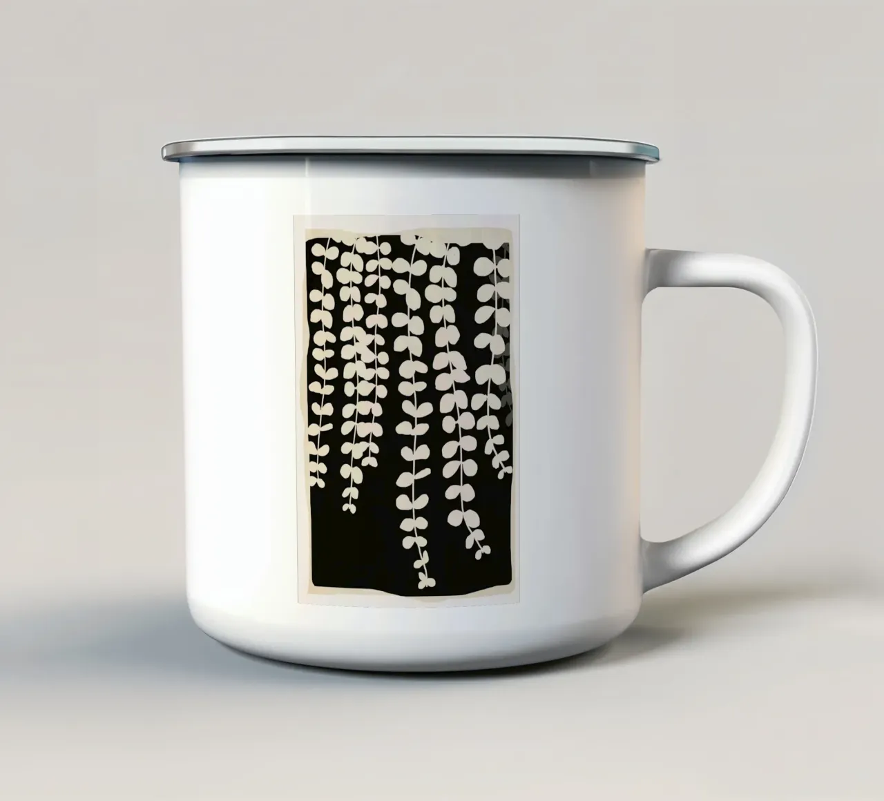 Minimal Abstract Leaves 2 Emaille Tasse von cityart
