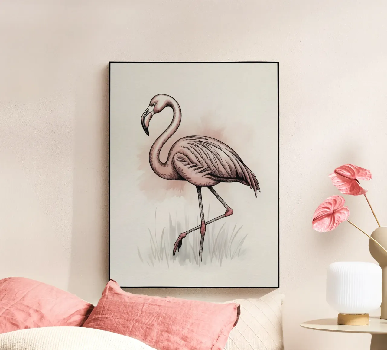 Promenade gracieuse des flamants roses plexiglas de logic
