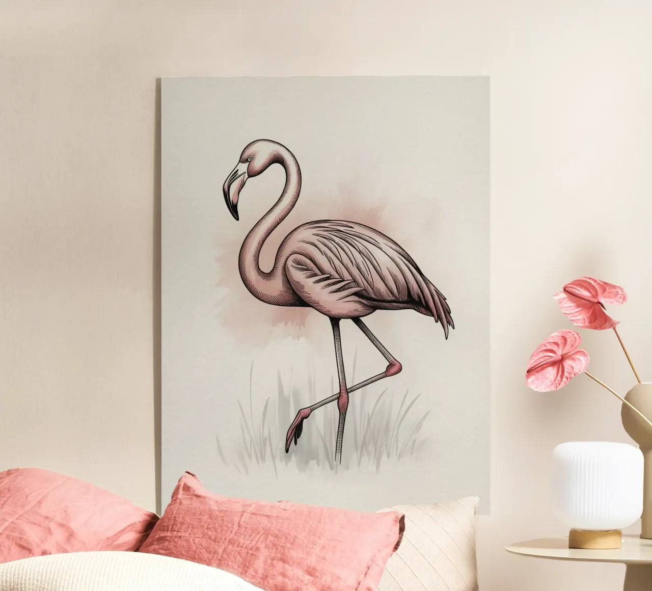 Promenade gracieuse des flamants roses plexiglas de logic