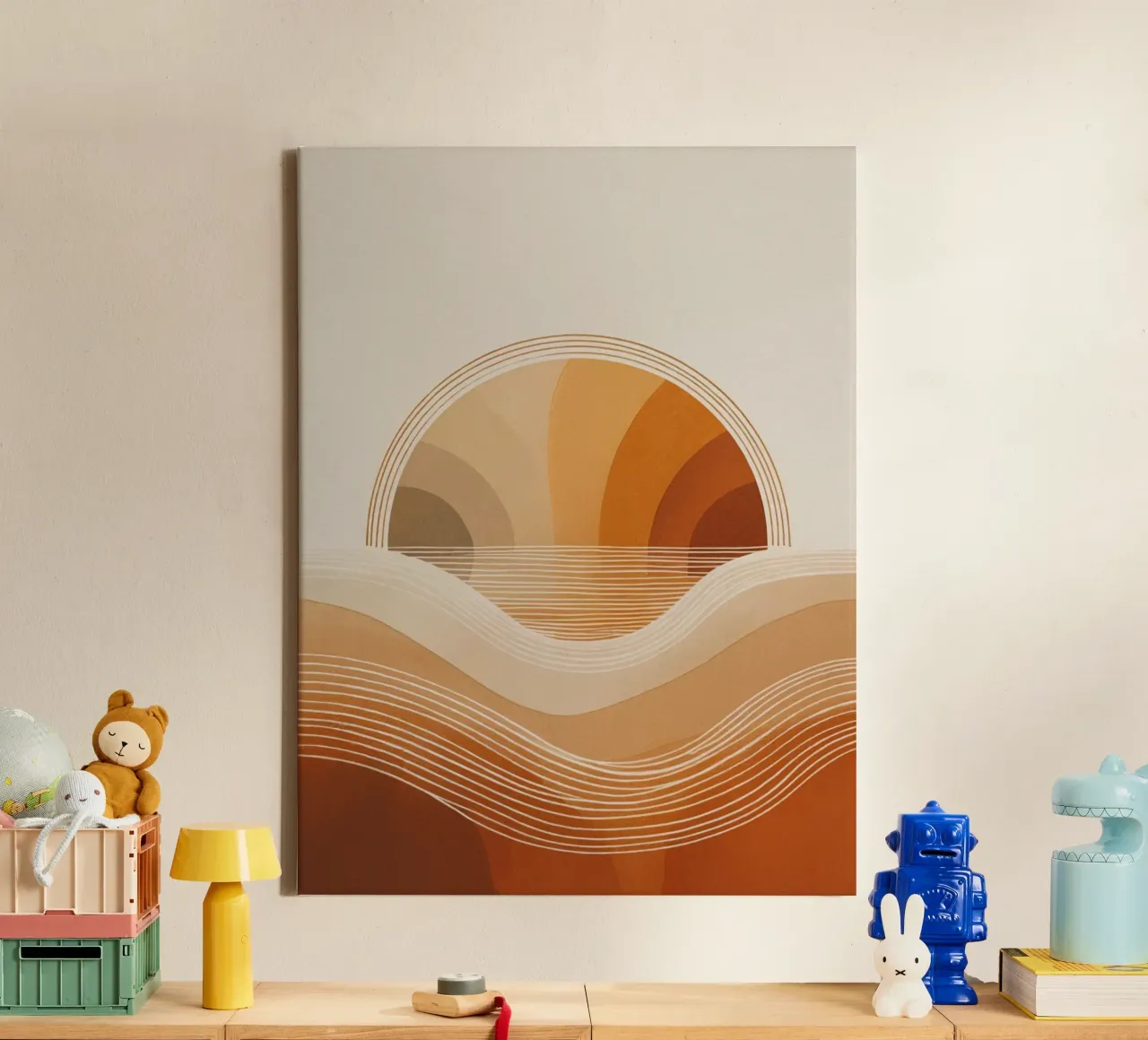 Abstract Sunset Waves canvas by logic