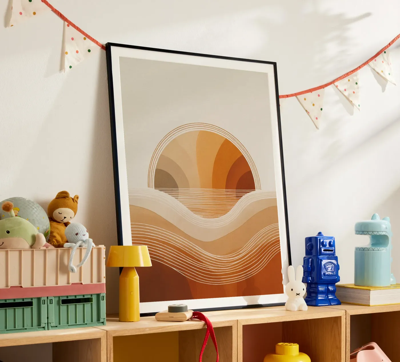 Abstract Sunset Waves poster by logic