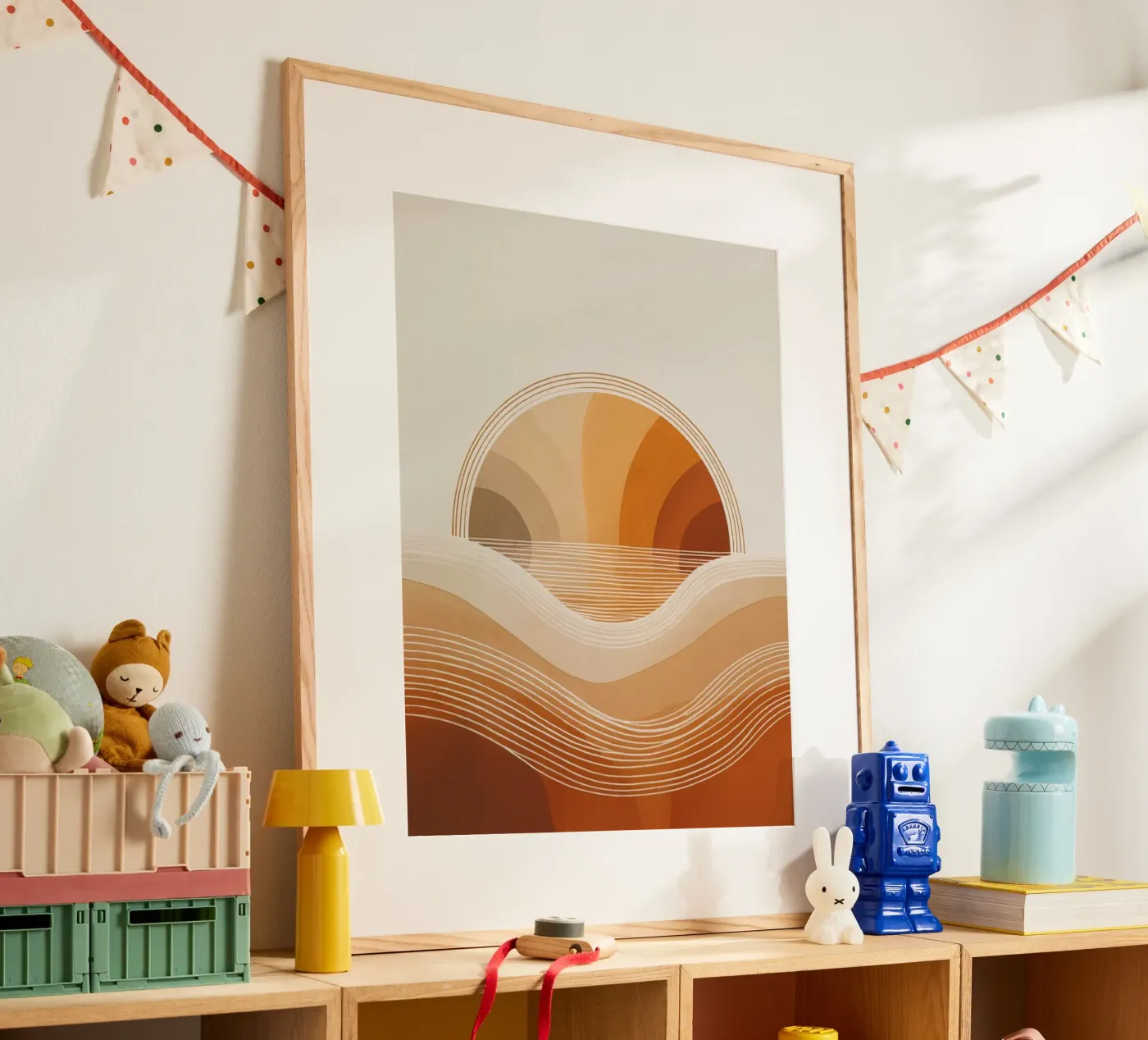 Abstract Sunset Waves poster by logic
