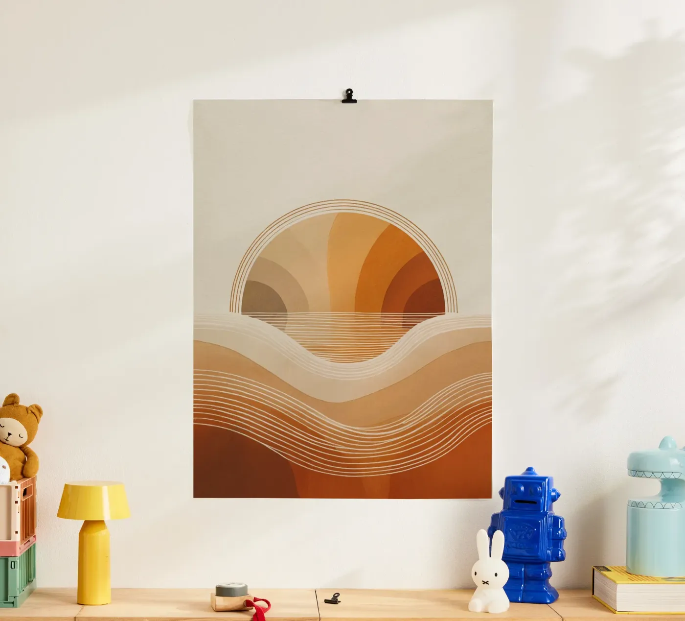 Abstract Sunset Waves poster by logic