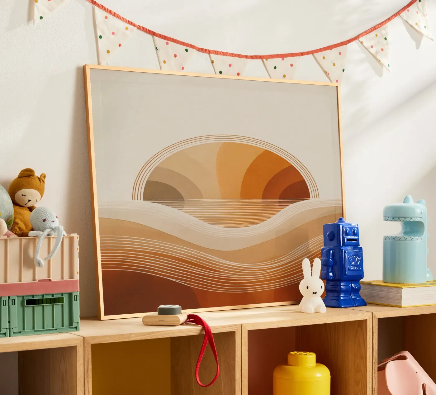 Abstract Sunset Waves poster by logic