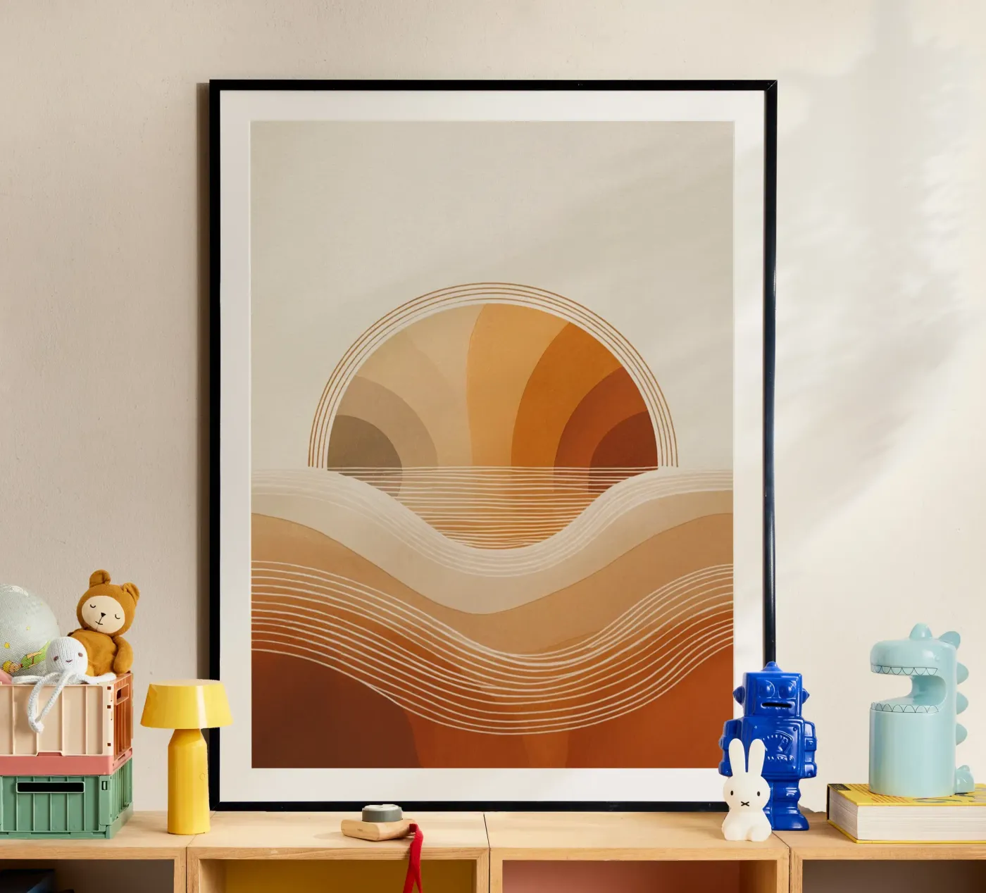 Abstract Sunset Waves poster by logic