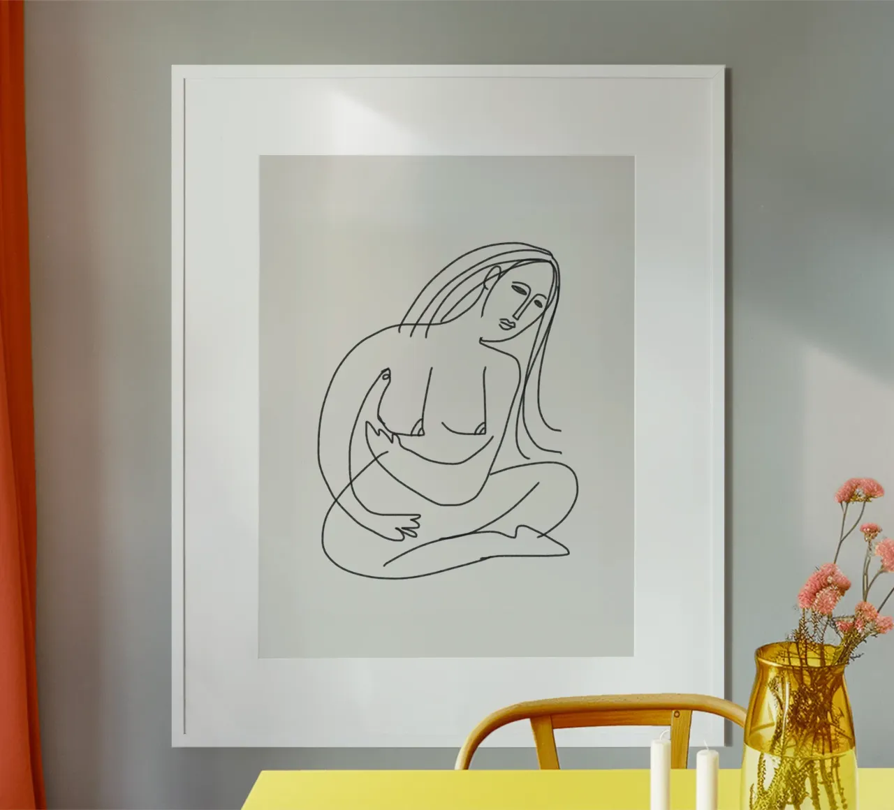 Akt in sitzender Pose Poster mit Kunststoffrahmen von Little Dean