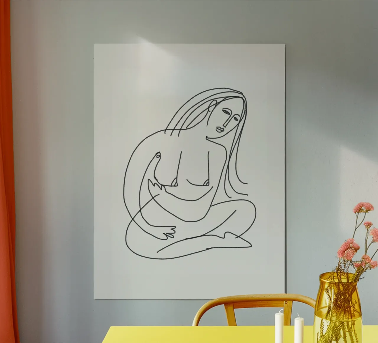 Akt in sitzender Pose Poster mit Kunststoffrahmen von Little Dean