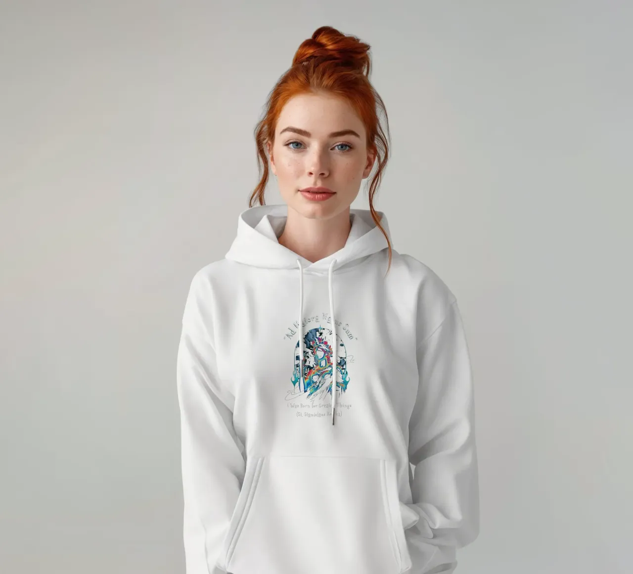 Ad Maiora Natus Sum felpa con cappuccio da Gunawan Rb