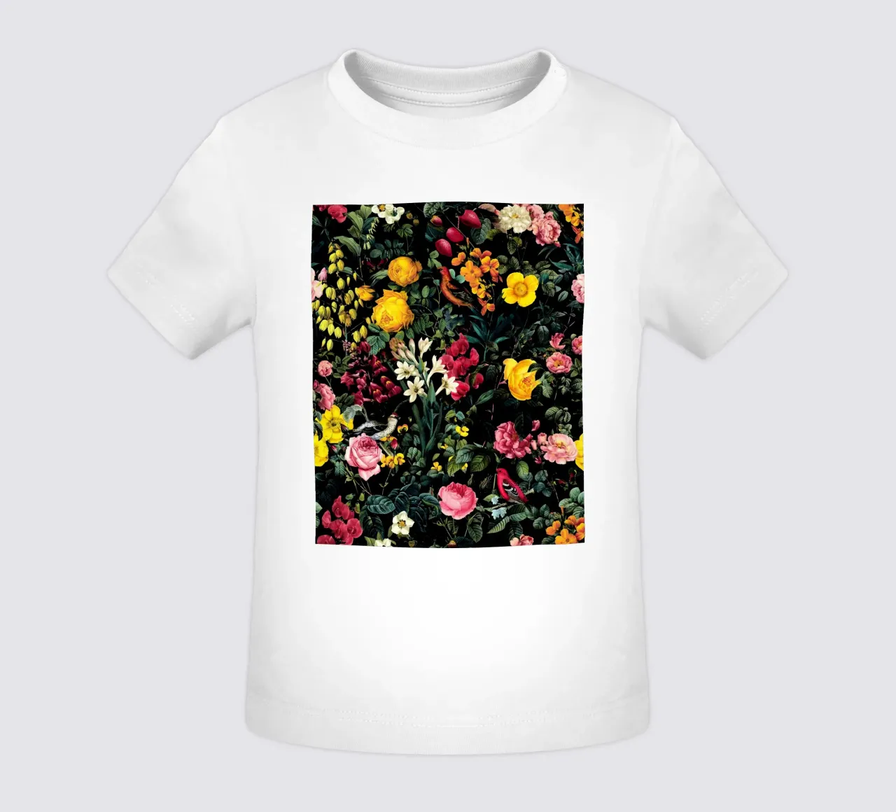 Floral and Birds Pattern baby t-shirt by burcukorkmazyurek
