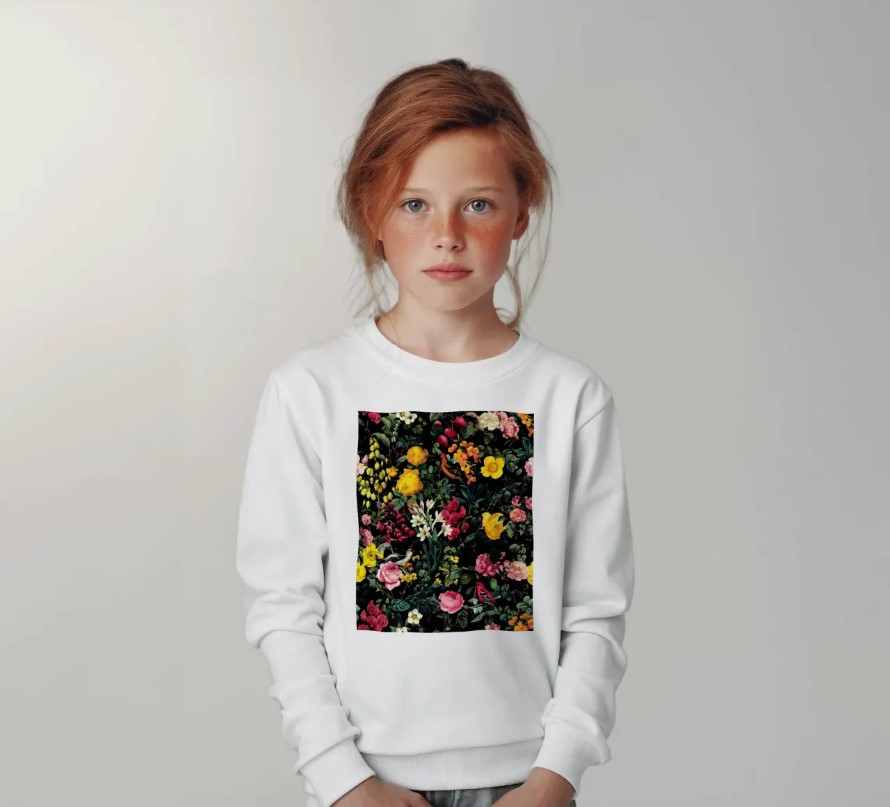 Floral and Birds Pattern felpa bambino da burcukorkmazyurek