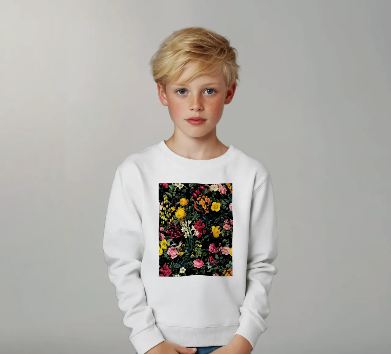 Floral and Birds Pattern felpa bambino da burcukorkmazyurek