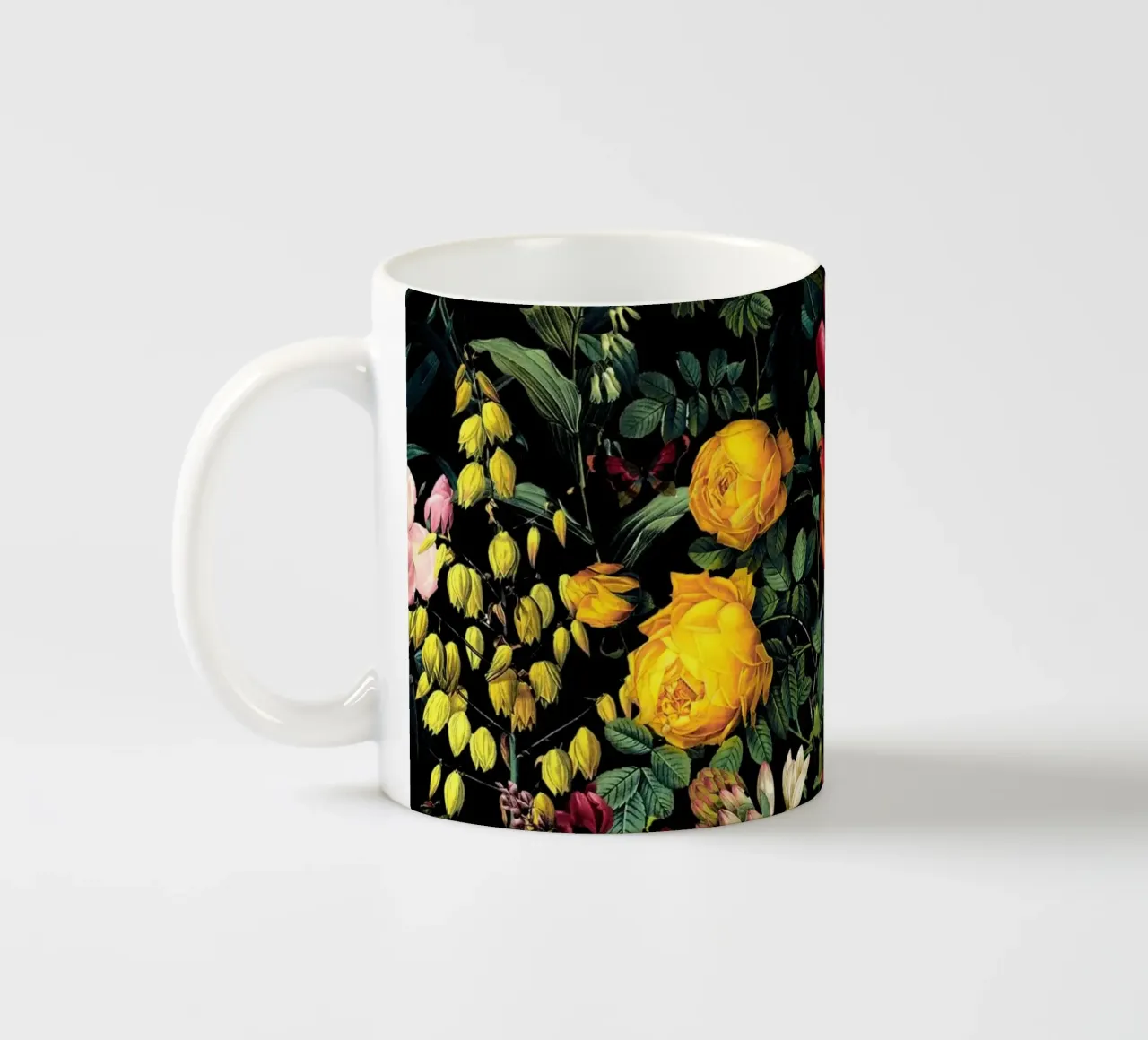 Floral and Birds Pattern tazza in ceramica da burcukorkmazyurek