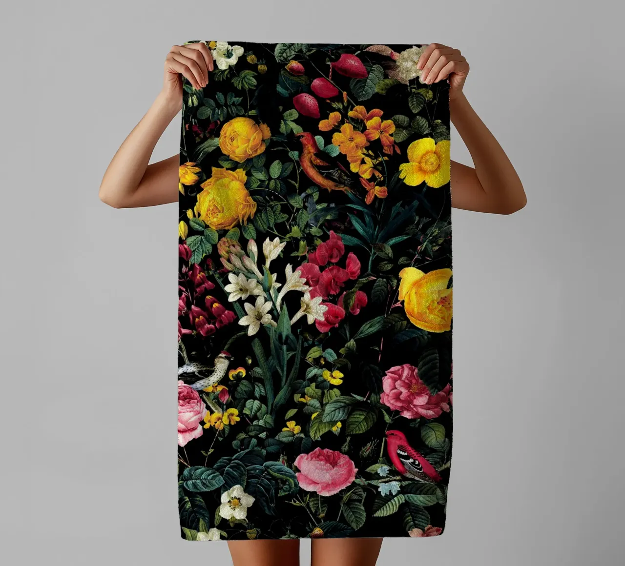 Floral and Birds Pattern asciugamano da bagno da burcukorkmazyurek
