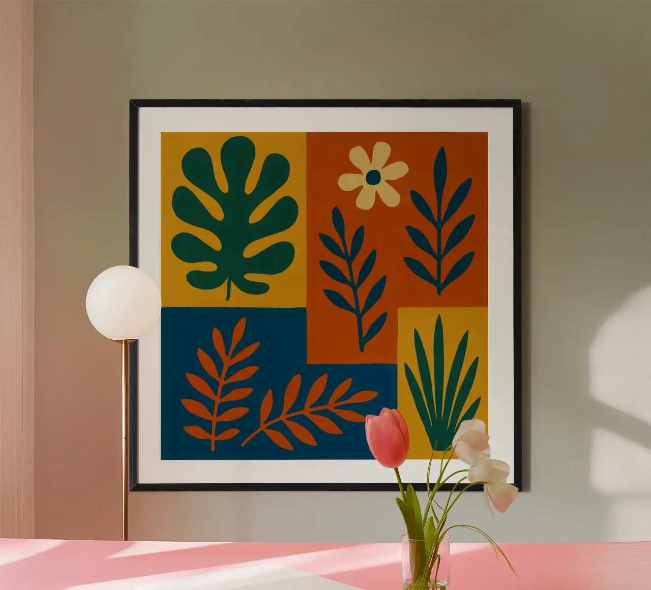 Spazio dei fiori poster con telaio in legno da HicksShop