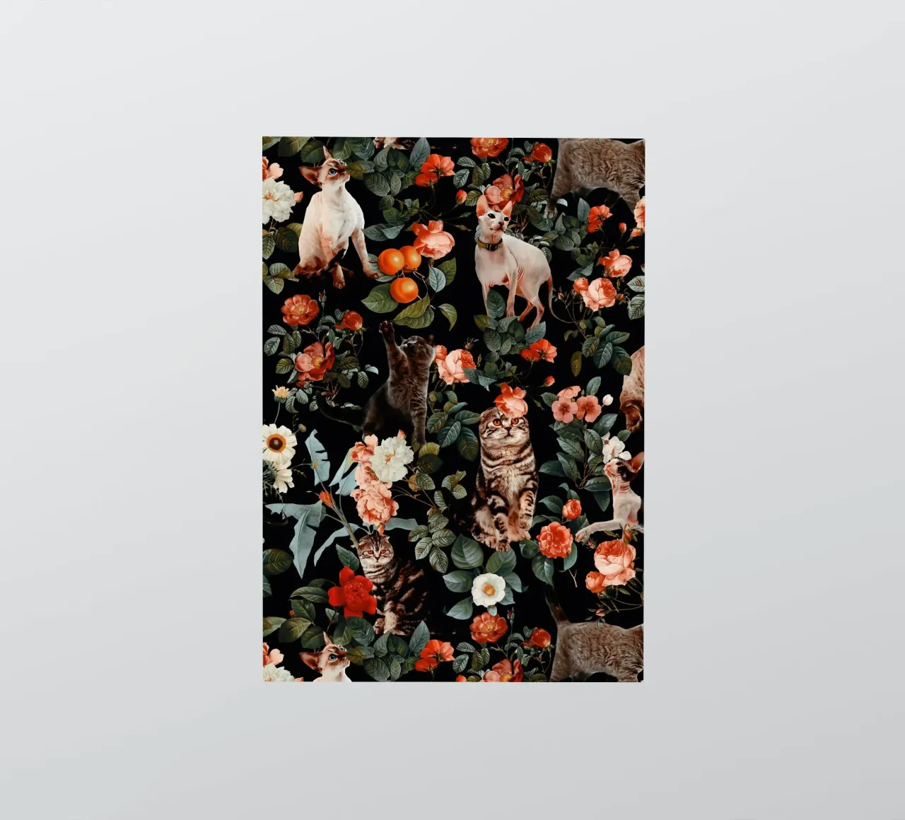 Cat and Floral Pattern II sticker by burcukorkmazyurek