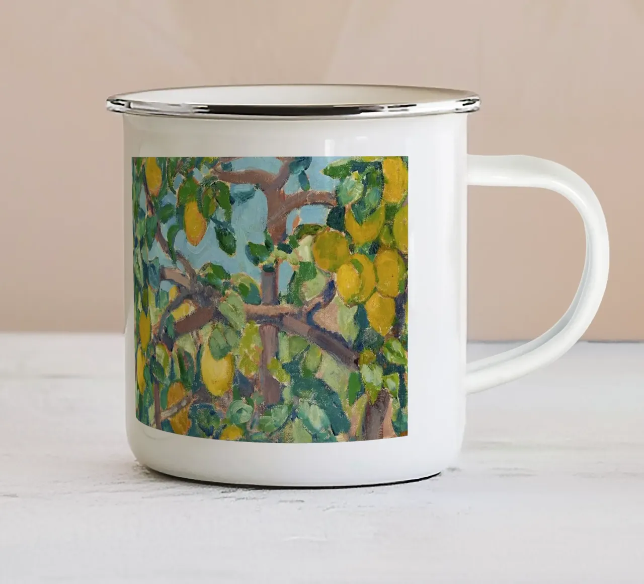 Lemons in La Mortola tazza in smalto da apoloprints