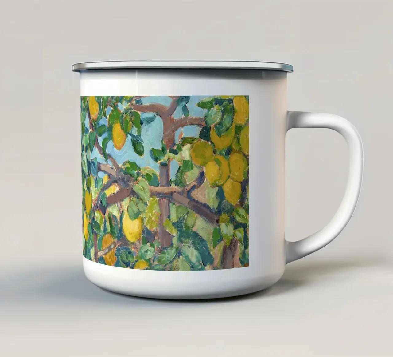 Lemons in La Mortola tazza in smalto da apoloprints