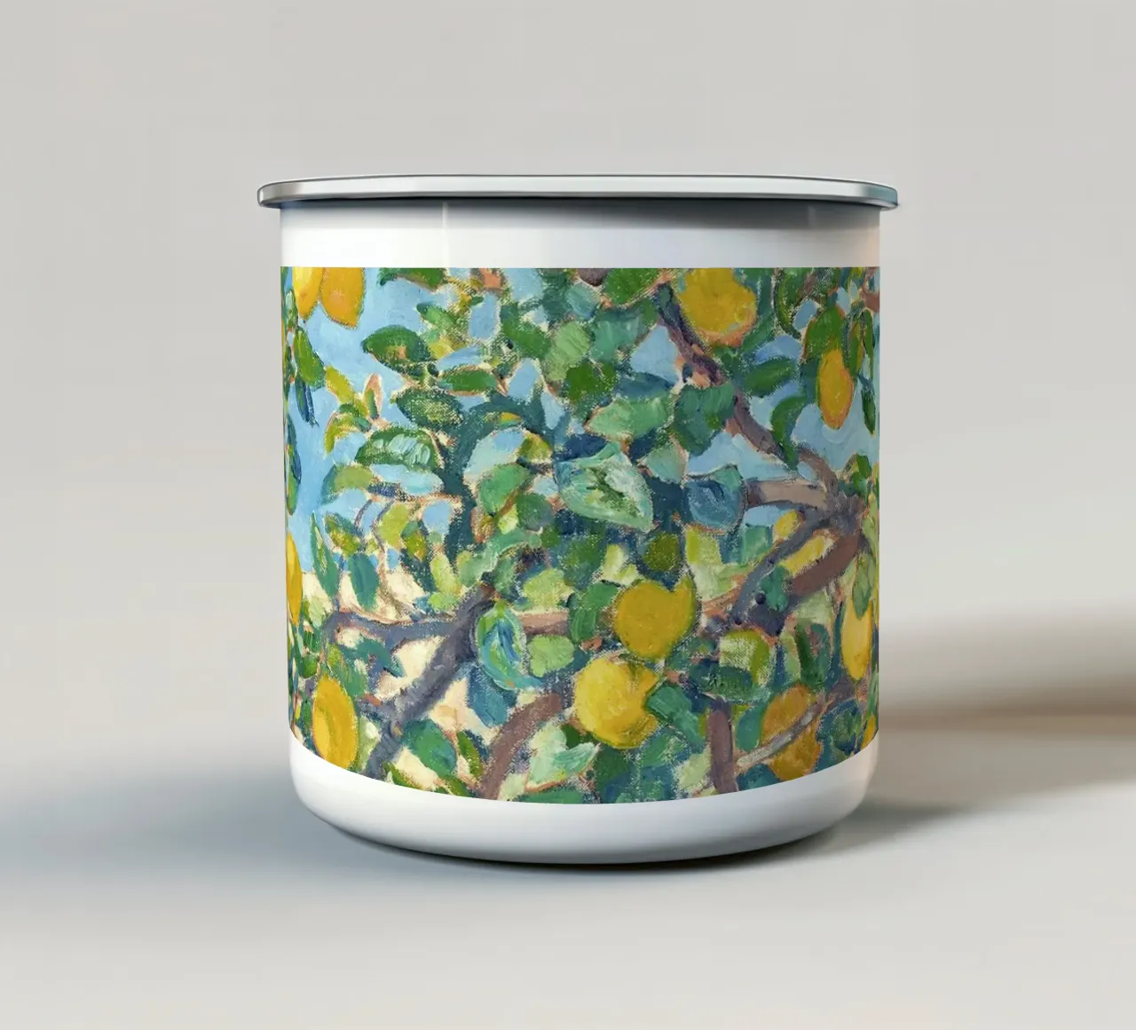 Lemons in La Mortola tazza in smalto da apoloprints