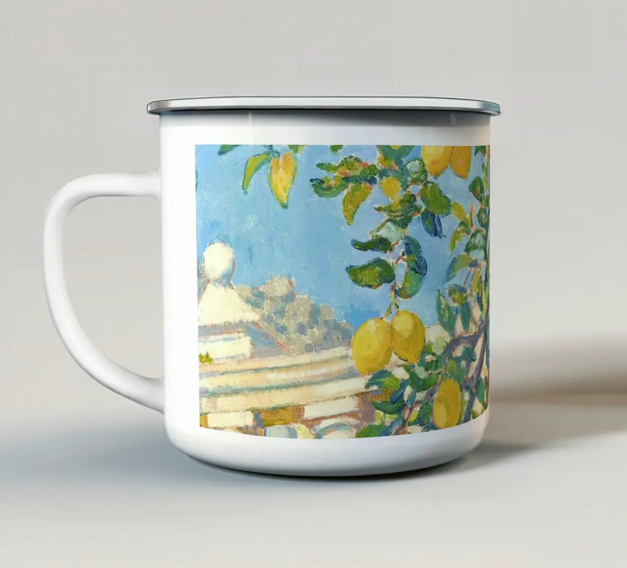 Lemons in La Mortola tazza in smalto da apoloprints