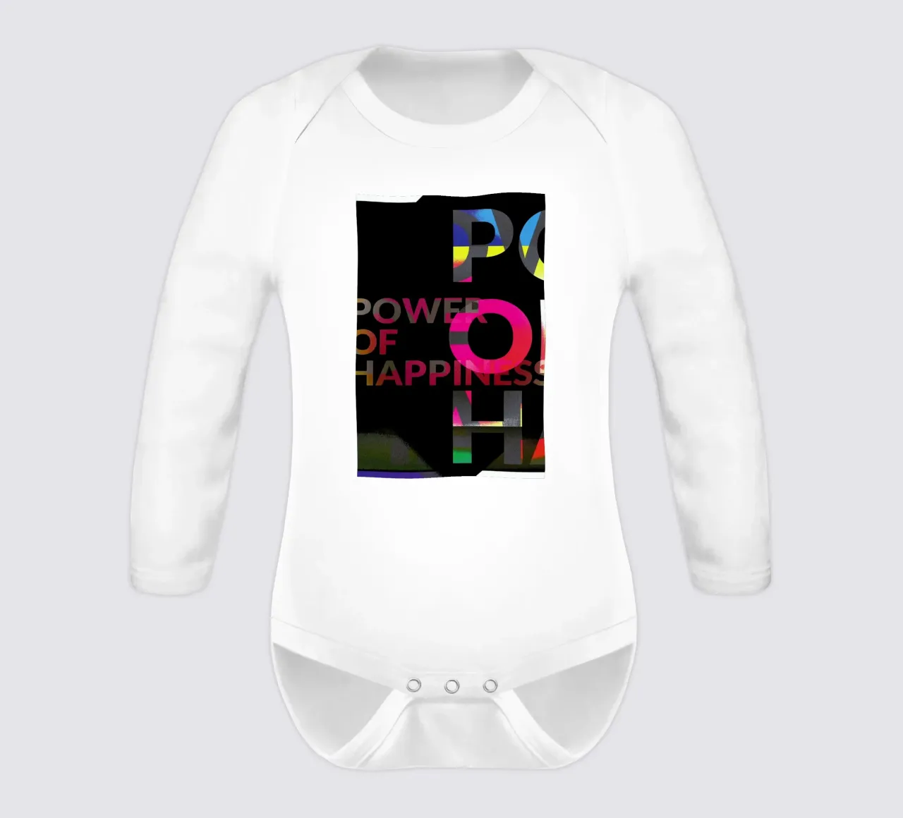 Power Of Happiness long-sleeve baby romper by Shot By Clint