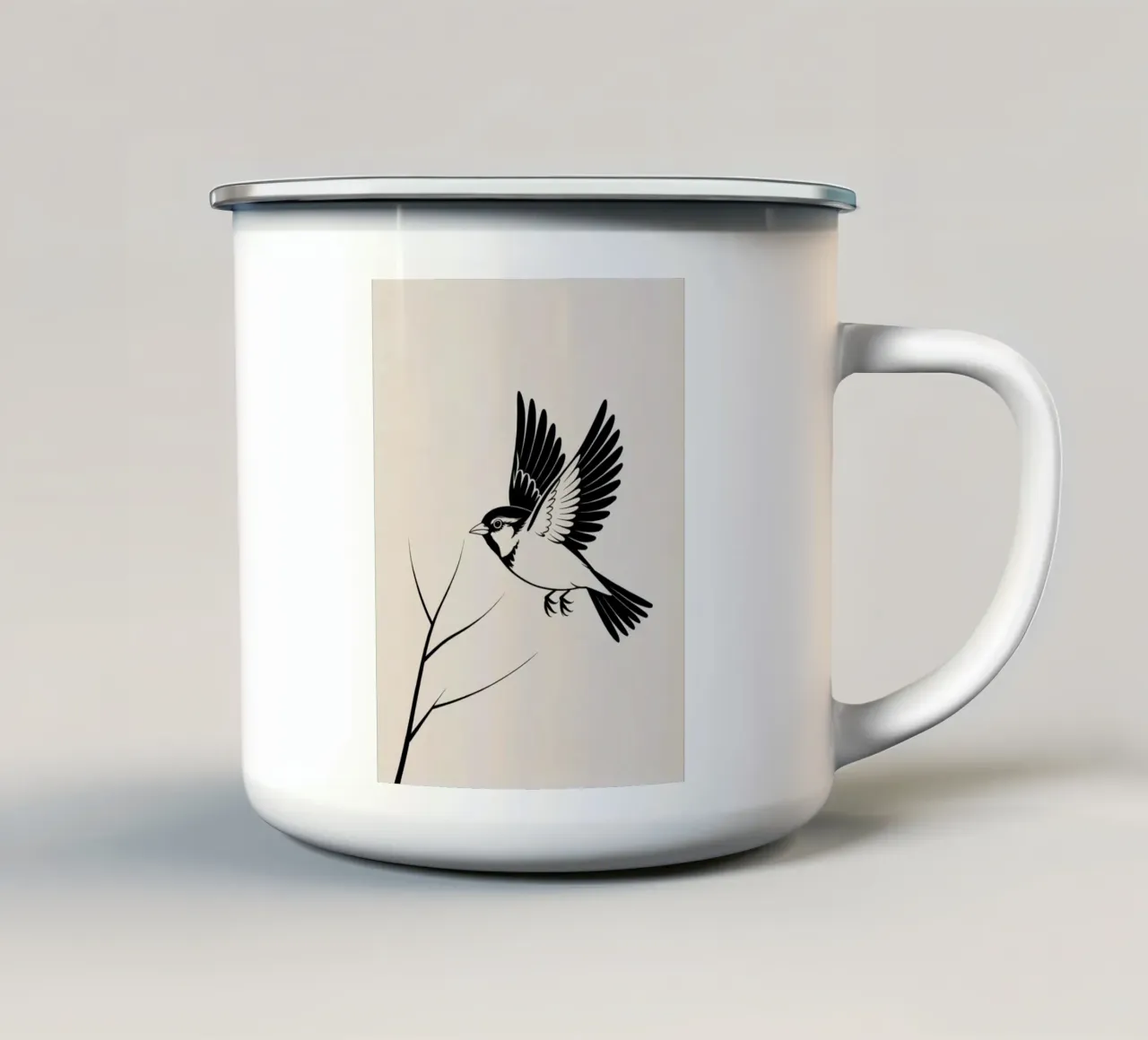 Uccello volante minimale tazza in smalto da logic