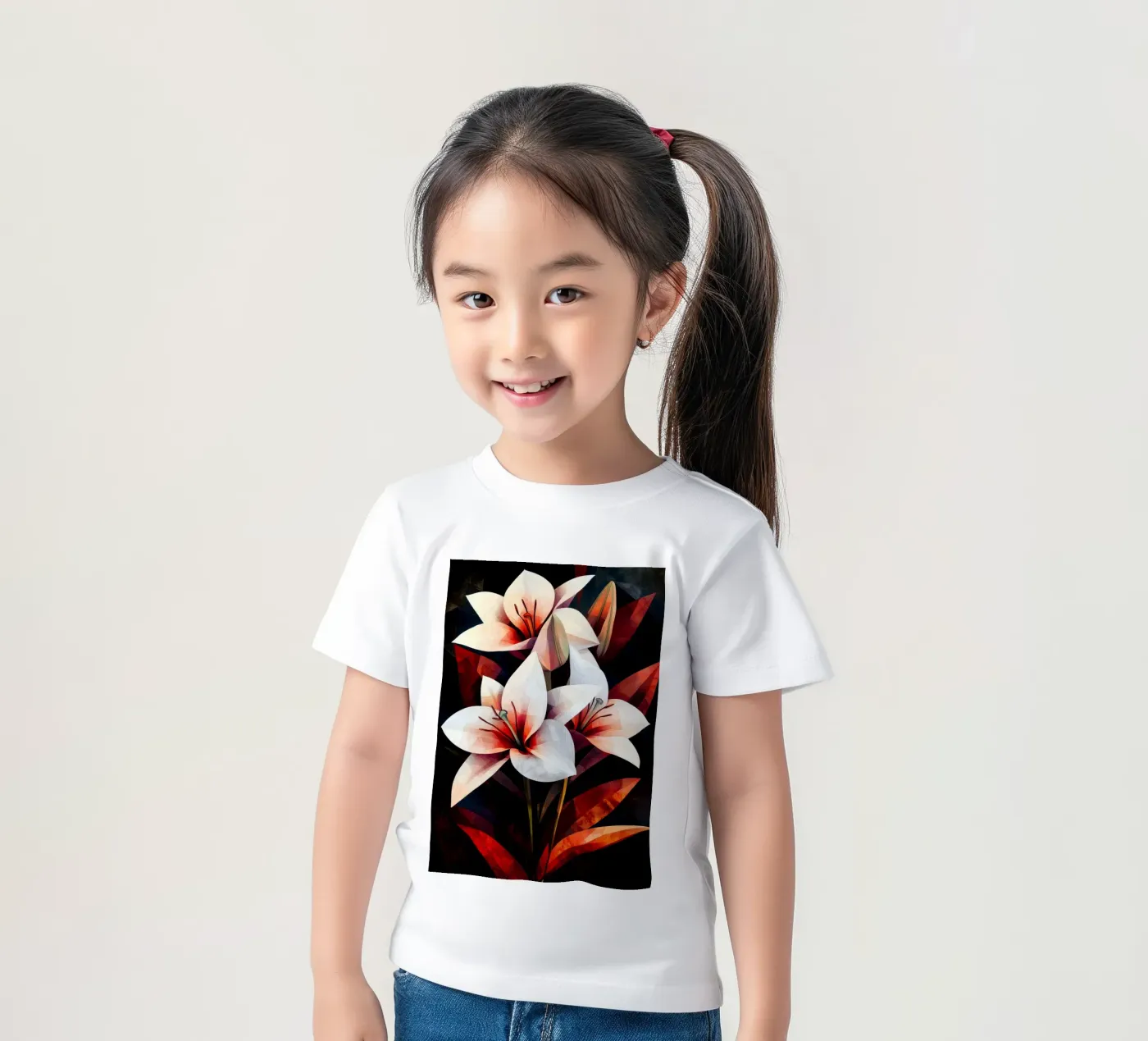 Orchid black and red t-shirt bambini da Justyna Jaszke JBJart