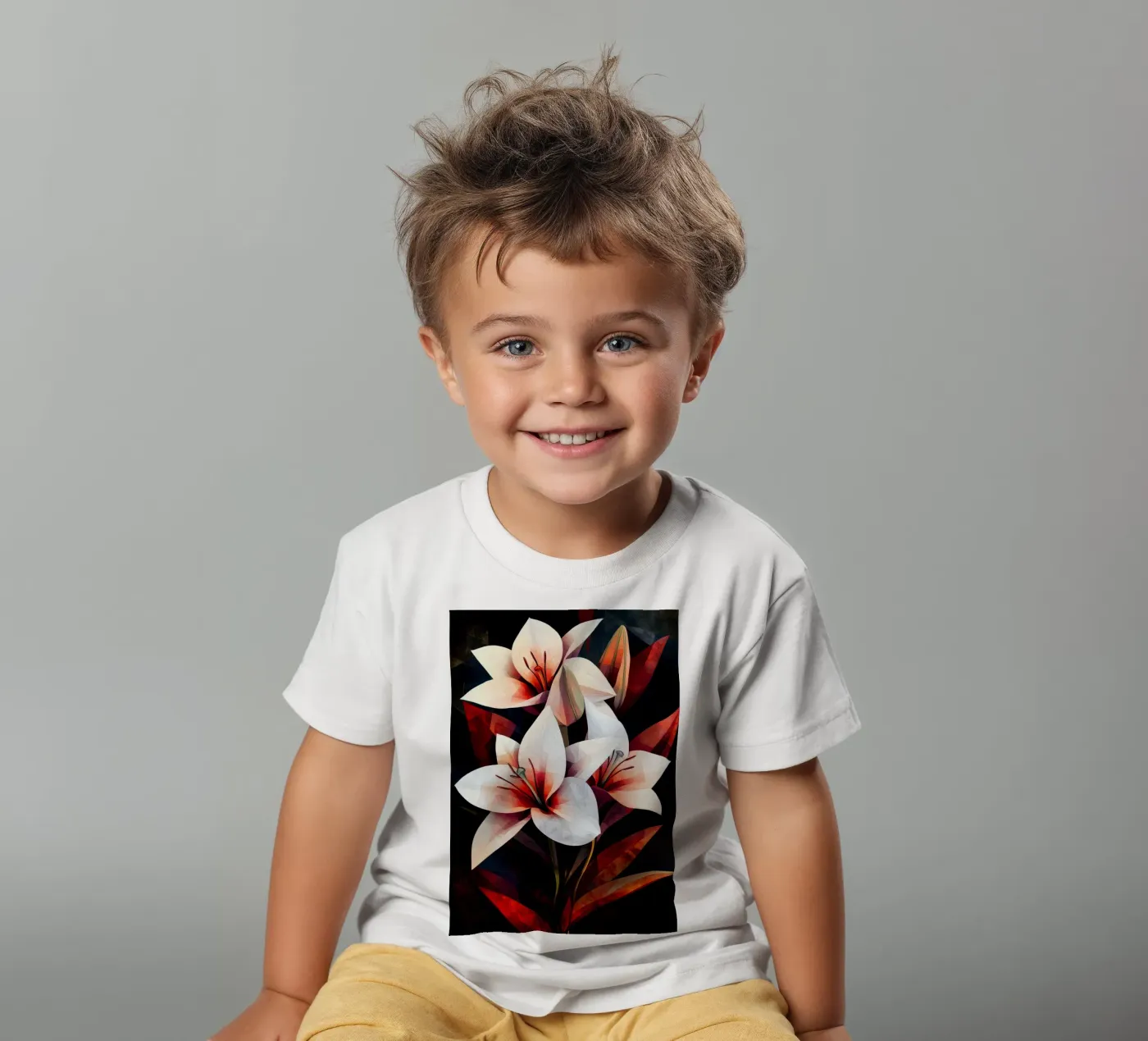 Orchid black and red t-shirt bambini da Justyna Jaszke JBJart