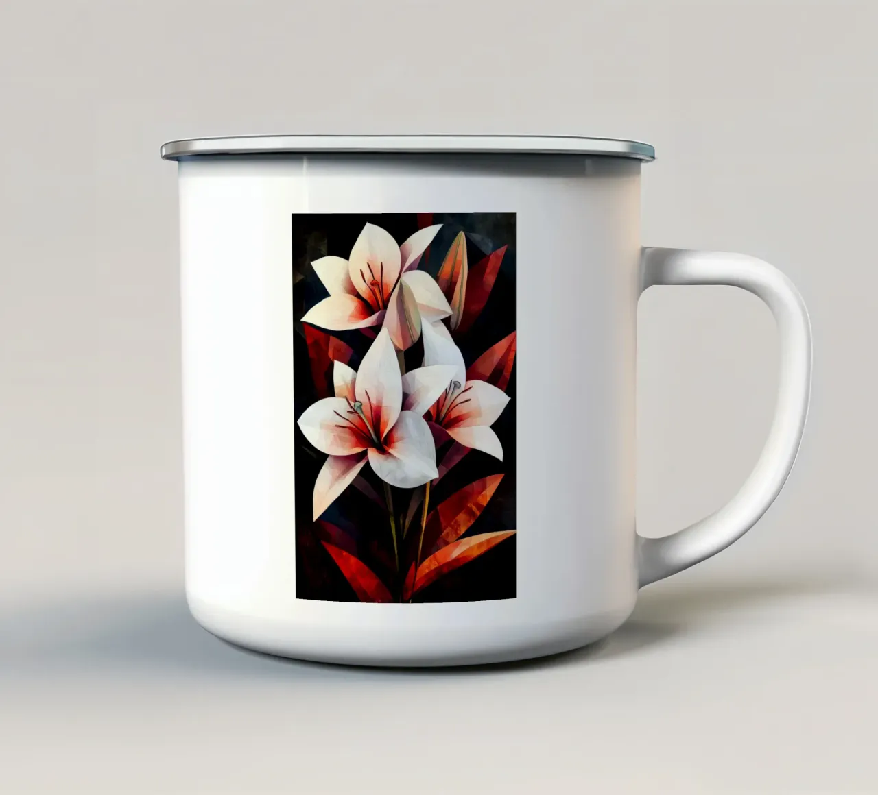 Orchidea nera e rossa tazza in smalto da Justyna Jaszke JBJart