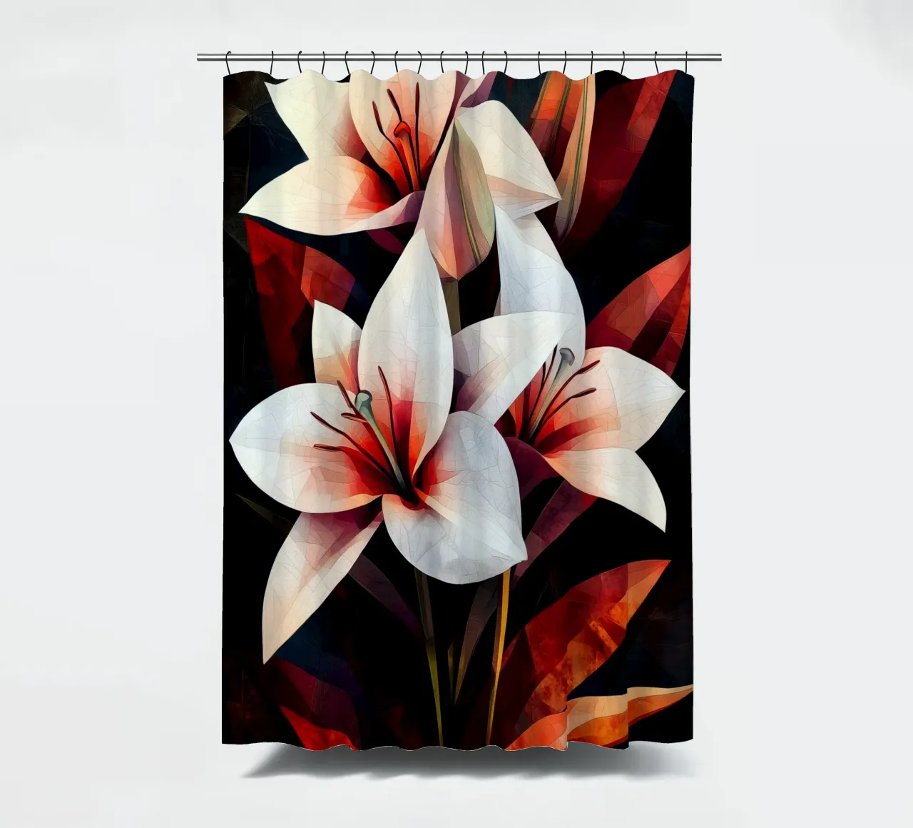 Orchidea nera e rossa tenda da doccia da Justyna Jaszke JBJart