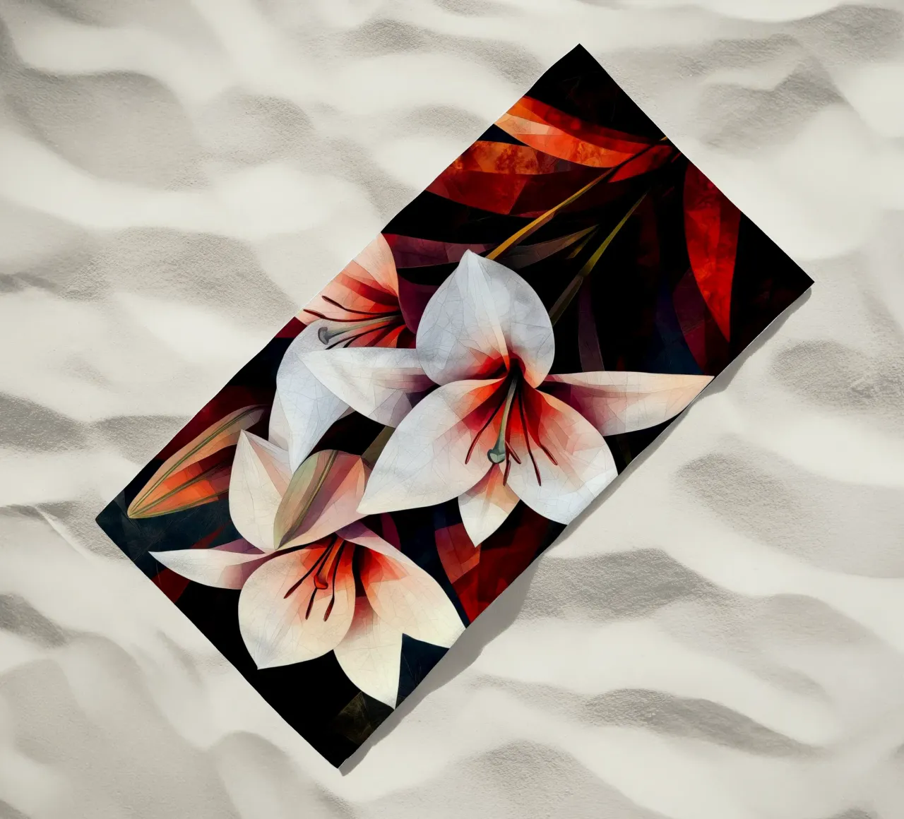 Orchidea nera e rossa telo mare da Justyna Jaszke JBJart