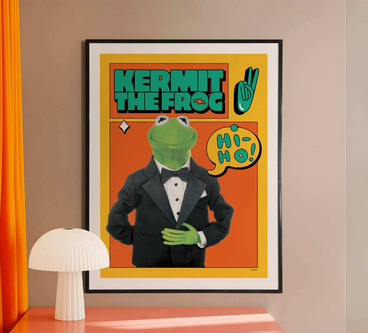 Kermit The Frog - HiHo! poster con telaio in legno da The Muppets