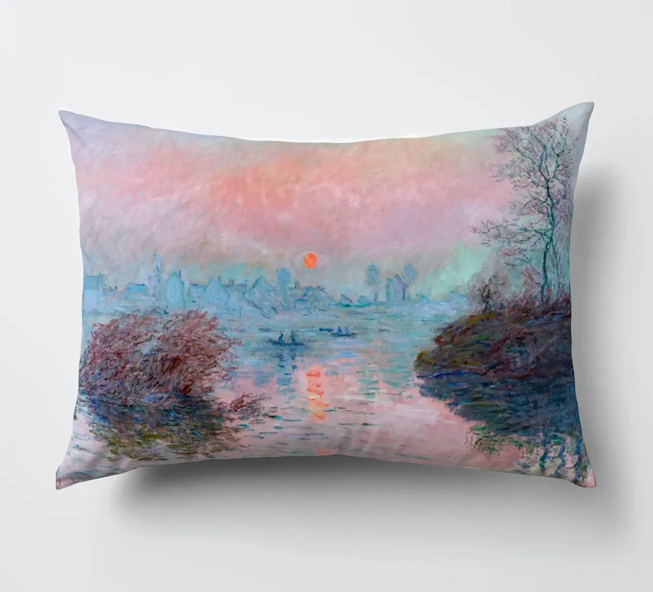 Monet - Sunset on the seine at lavacourt cuscino da apoloprints