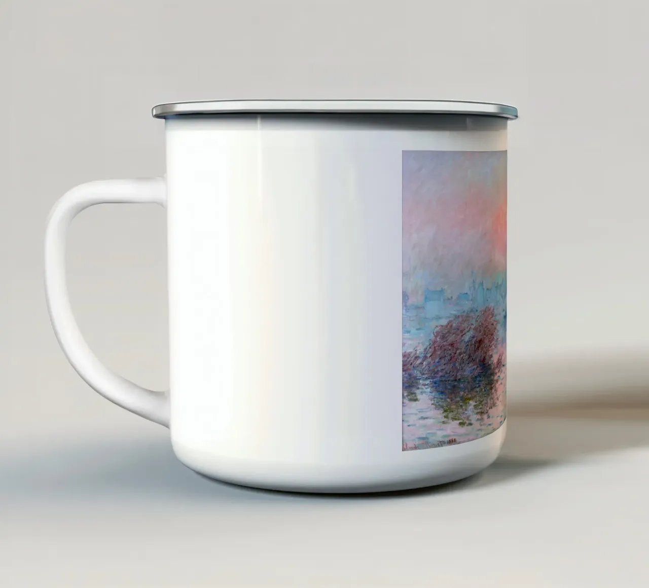 Monet - Sunset on the seine at lavacourt tazza in smalto da apoloprints