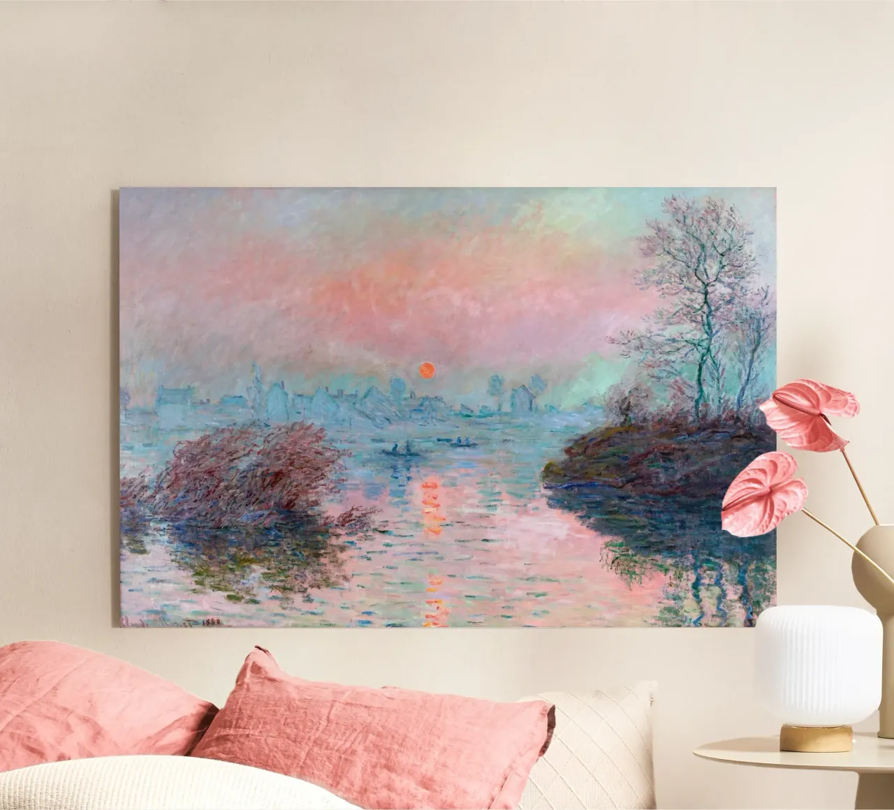 Monet - Sunset on the seine at lavacourt metacrilato de apoloprints